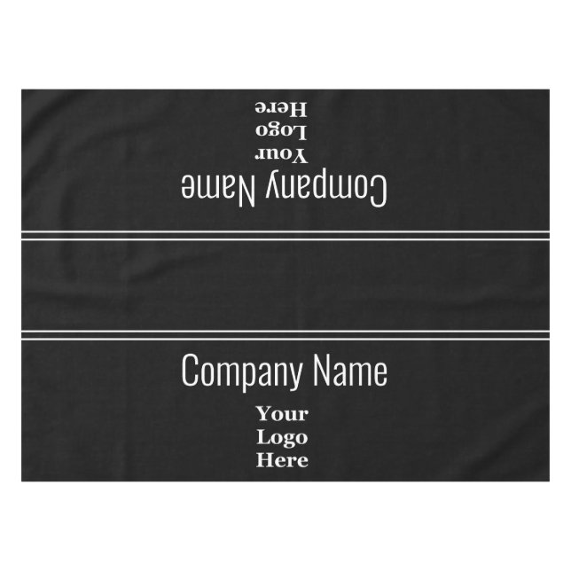 Business Black and White Text Your Logo Here Tablecloth (Front (Horizontal))