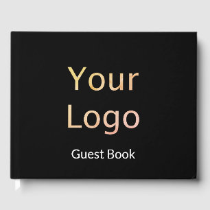 Business Black and White Text & Your Logo Template Guest Book