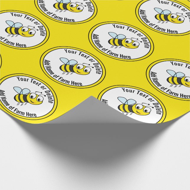 Business Black and Yellow Bee Farm Name Wrapping Paper (Corner)