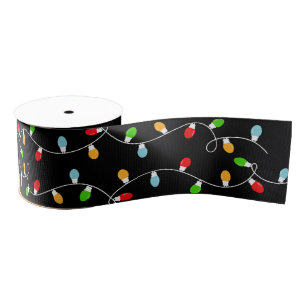 Business Black Christmas Lights Grosgrain Ribbon