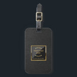 Business Black Faux Leather Logo  Personalised Luggage Tag<br><div class="desc">Luxury Black Faux Leather Logo Personalised Business design. Matching products can be found in Luxury Faux Leather Business collection.  This is a graphic of leather and not a real or fake leather.</div>