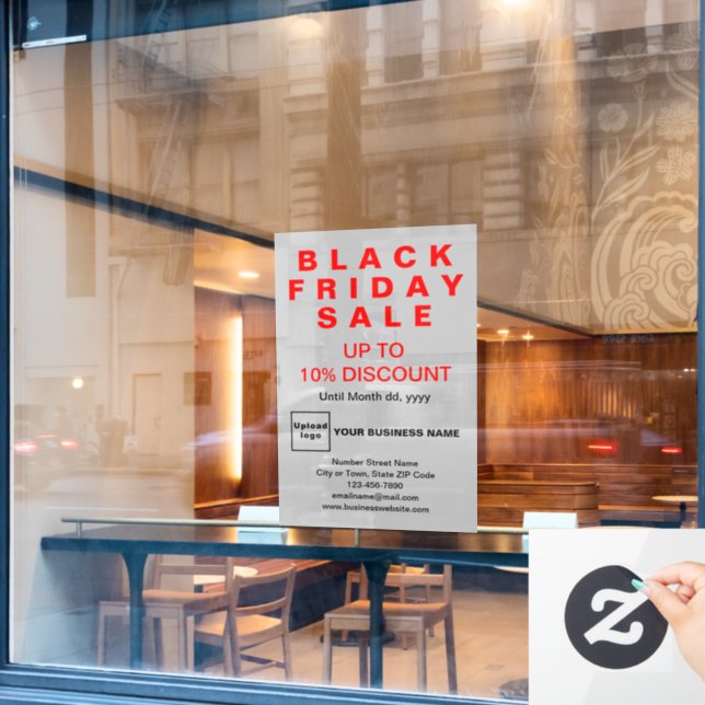 Business Black Friday Sale Grey Window Cling (Cafe Window)