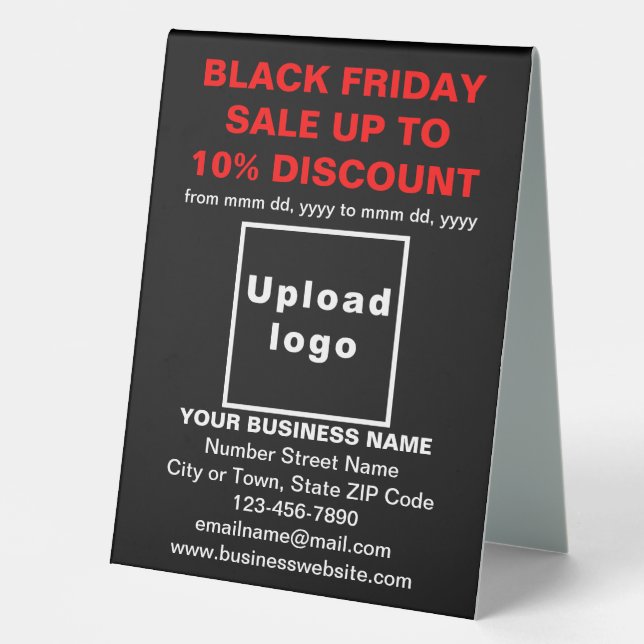 Business Black Friday Sale on Black Table Sign (Front)