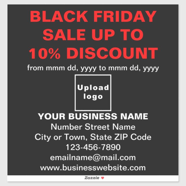 Business Black Friday Sale on Black Vinyl Sticker (Sheet)