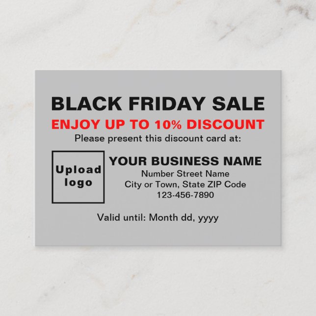 Business Black Friday Sale on Grey Discount Card (Front)