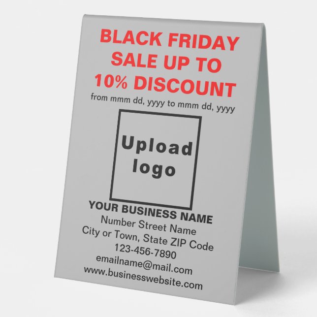 Business Black Friday Sale on Grey Table Sign (Front)