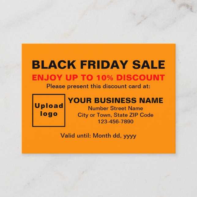 Business Black Friday Sale on Orange Colour Discount Card (Front)