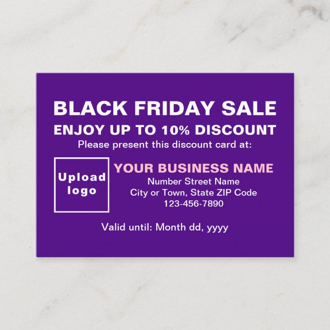 Business Black Friday Sale on Purple Discount Card (Front)