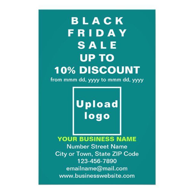 Business Black Friday Sale on Teal Green Photo Print (Front)