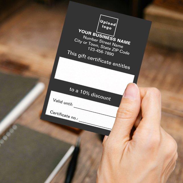 Business Black Gift Certificate (Customer holding business black gift certificate)