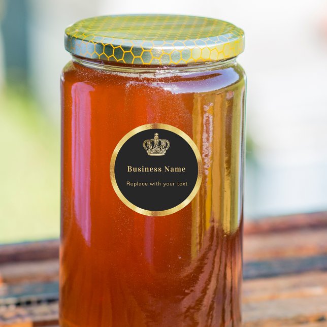 Business black gold royal crown classic round sticker (Creator Uploaded)