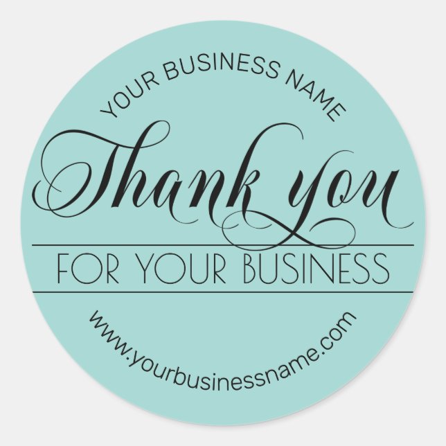 Business Black Green Script Calligraphy Thank You Classic Round Sticker (Front)