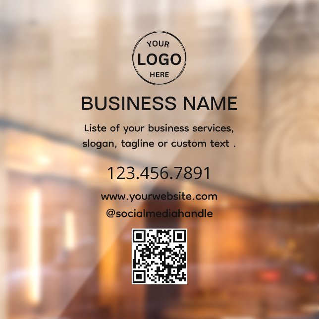 Business Black Logo QR Code Window Cling (Sheet 2)