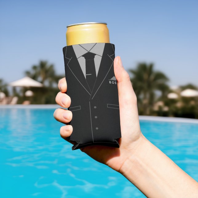 Business Black Suit Boss Can Cooler Your Name (In Situ Pool)
