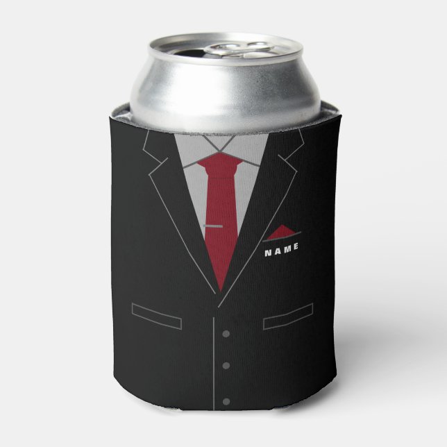 Business Black Suit Can Cooler with Your Name (Can Front)