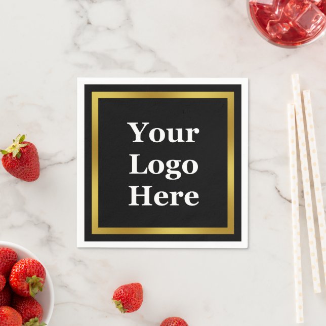 Business Black White and Gold Your Logo Here Napkin (Insitu)