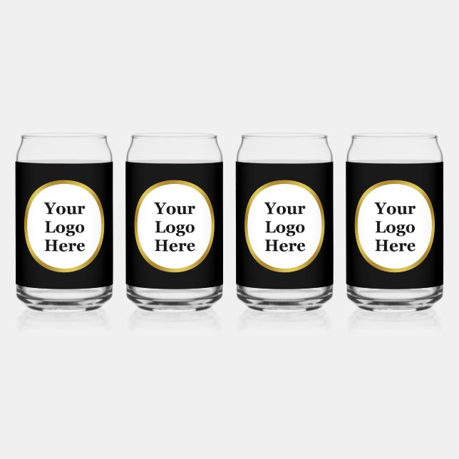 Business Black White and Gold Your Logo Template Can Glass (Front)