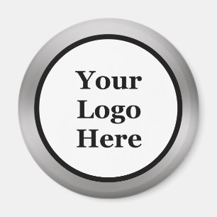 Business Black White and Silver Your Logo Here  Magnet