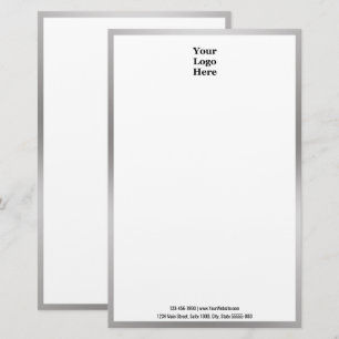 Business Black White and Silver Your Logo Here Stationery