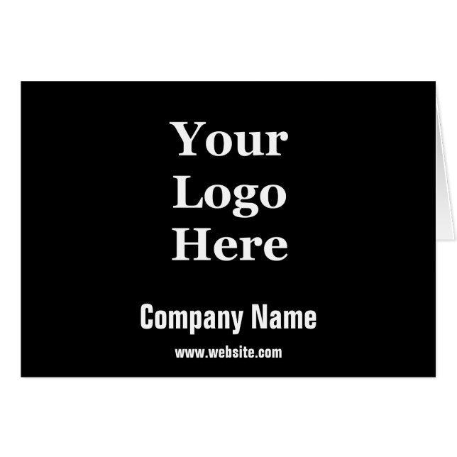 Business Black & White Company Name Logo Note Card (Front Horizontal)
