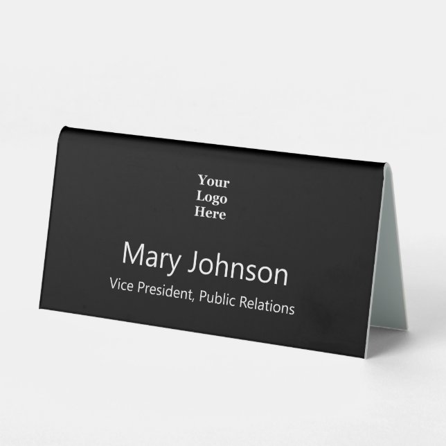 Business Black White Employee Name Job Title Logo (Front)