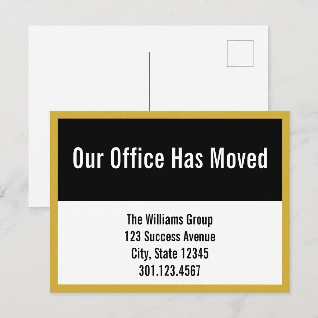 Business Black White & Gold Moving Announcement (Front/Back)