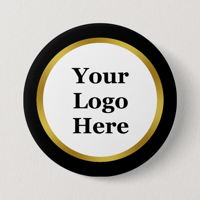 Business Black White Gold Your Logo Here Template 7.5 Cm Round Badge (Front)