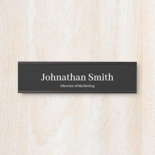 Business Black White Name in Bold Job Title Office Door Sign