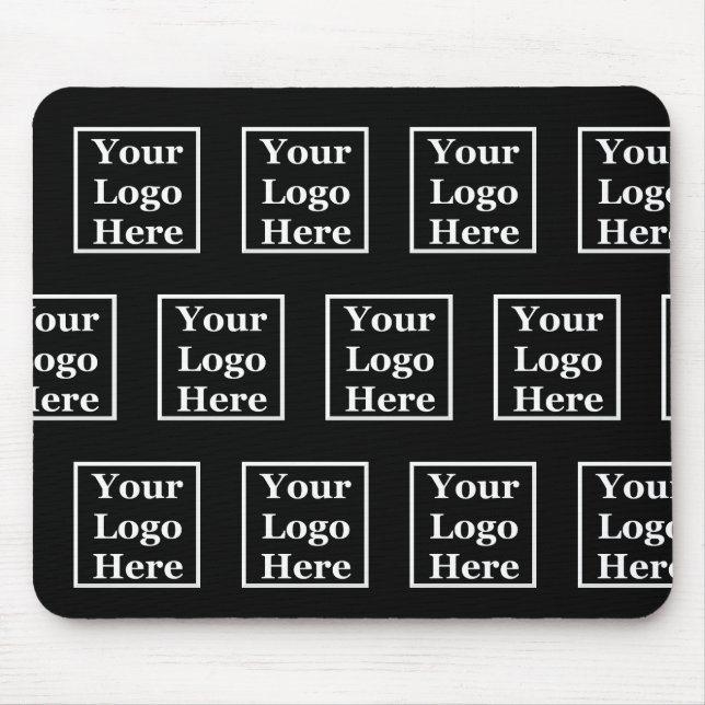 Business Black Your Logo Here Pattern Template Mouse Mat (Front)