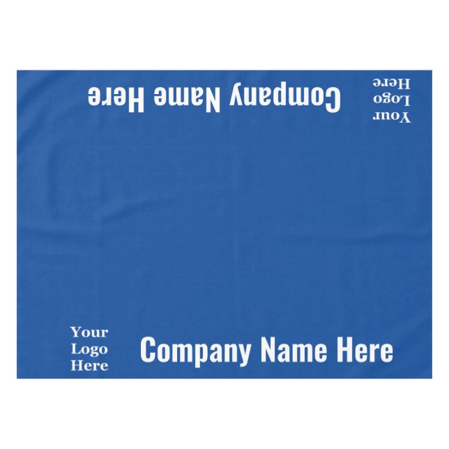 Business Blue and White Company Name Your Logo Tablecloth (Front (Horizontal))
