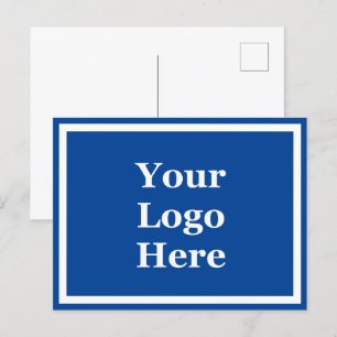 Business Blue and White Template Your Logo Here Postcard