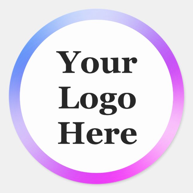 Business Blue Purple White Gradient Your Logo Here Classic Round Sticker (Front)