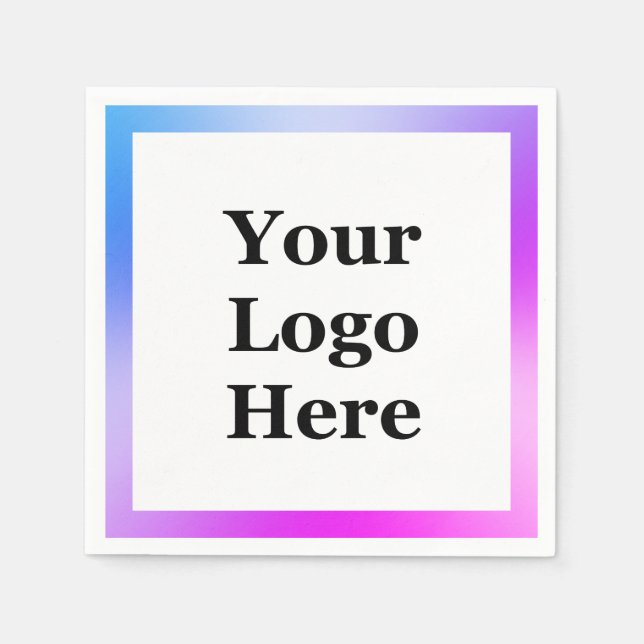 Business Blue Purple White Your Logo Here Template Napkin (Front)