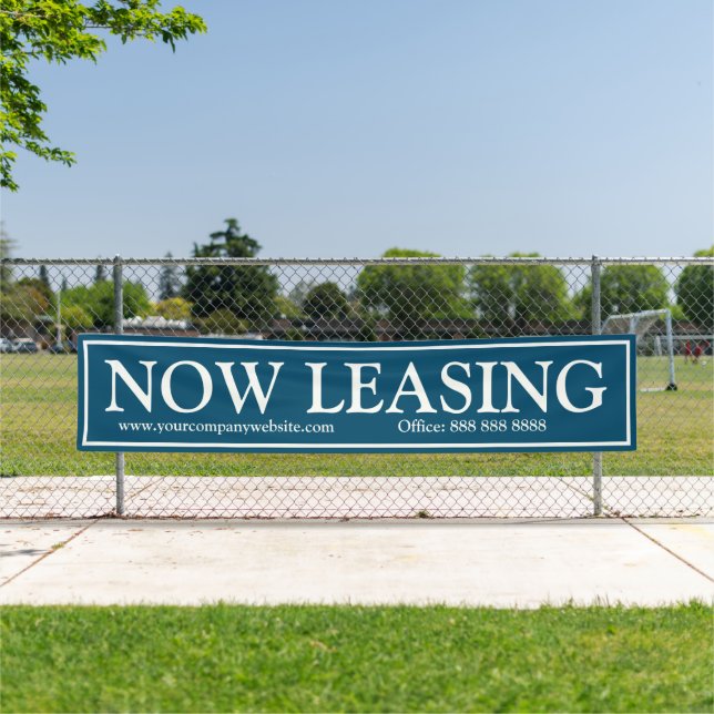 Business Blue White Now Leasing Website Phone Banner (Insitu)