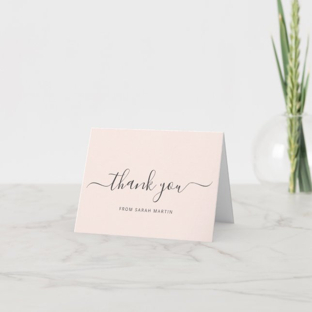 Business Blush Pink Elegant Beauty Salon Thank You Card (Front)