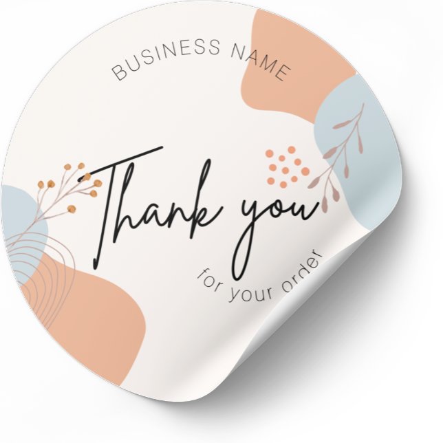 Business Boho Botanical Thank You For Your Order  Classic Round Sticker (Creator Uploaded)