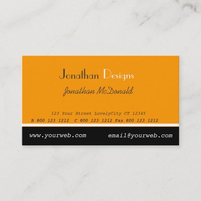 Business  Bold Orange. Card (Front)