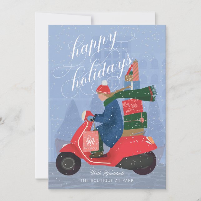 Business Boutique Non-Photo Happy Holidays Card (Front)
