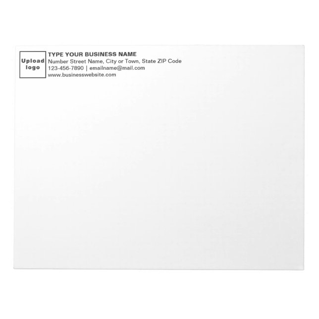 Business Brand and Information White Heading Notepad (Front)