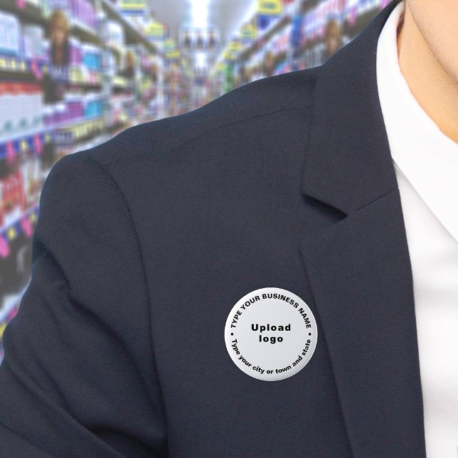 Business Brand Black and White Design Round Button (Build brand name awareness. Circular business brand texts on white button.)