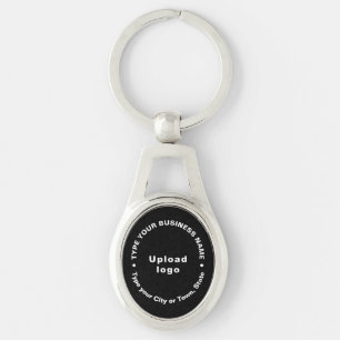 Business Brand Black Oval Metal Keychain
