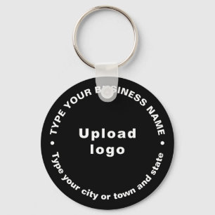 Business Brand Black Round Keychain