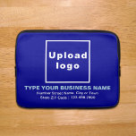 Business Brand Blue Laptop Sleeve<br><div class="desc">Customisable laptop sleeve that you use to build brand name awareness. Contents are your business logo, business or company name, address and phone number. Design is light blue and white texts on blue background. Please check the appearance after uploading logo and typing texts. If the appearance is pleasing to you,...</div>