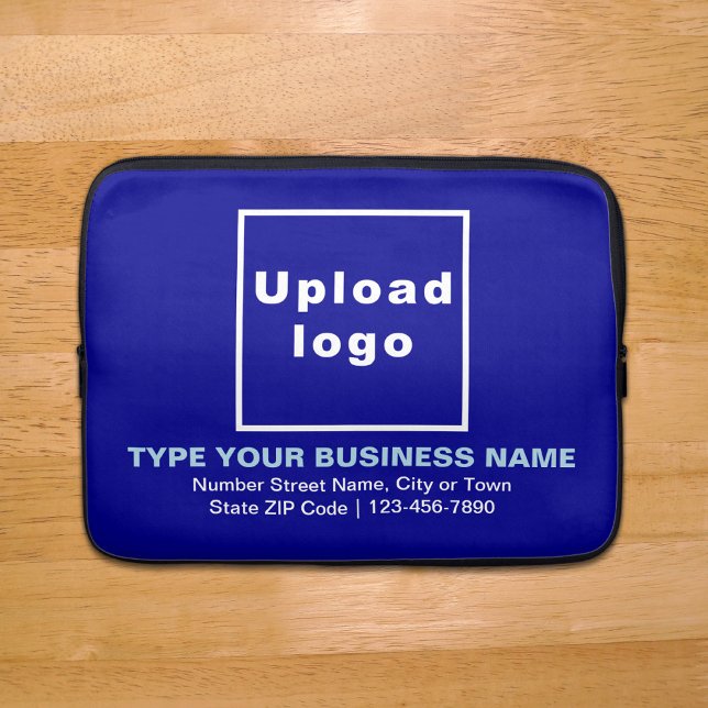 Business Brand Blue Laptop Sleeve (Your business brand on blue laptop sleeve.)