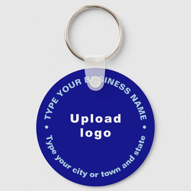 Business Brand Blue Round Keychain (Front)