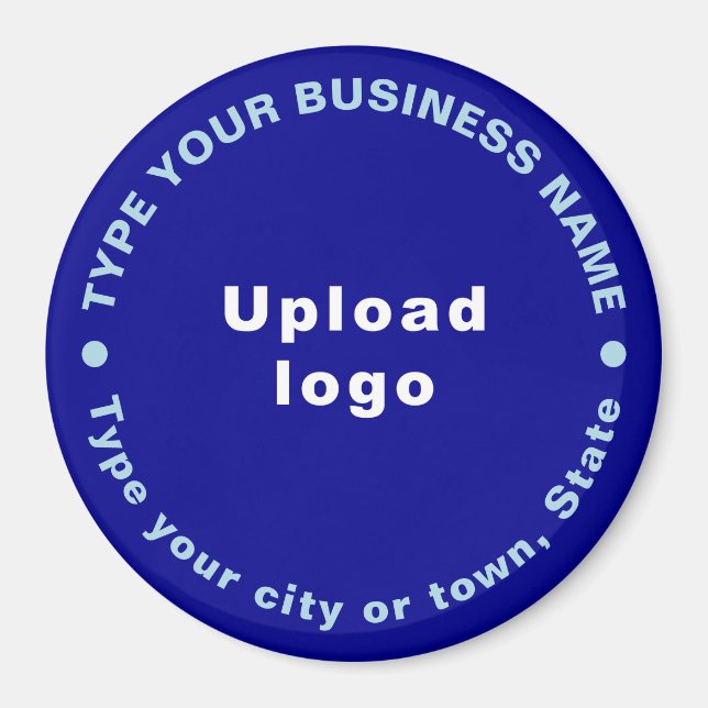 Business Brand Blue Round Shape Magnet (Front)