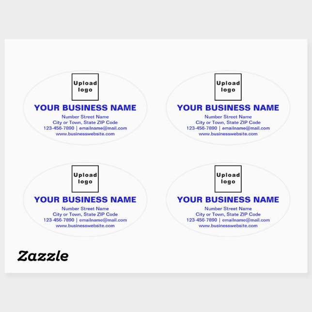 Business Brand Blue Texts on White Oval Sticker (Sheet)