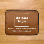 Business Brand Brown Laptop Sleeve<br><div class="desc">Customisable laptop sleeve that you use to build brand name awareness. Contents are your business logo, business or company name, address and phone number. Design is light brown and white texts on brown background. Please check the appearance after uploading logo and typing texts. If the appearance is pleasing to you,...</div>