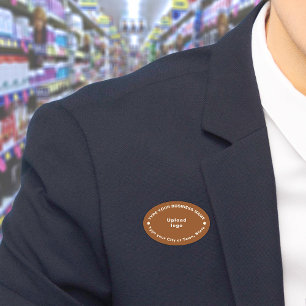 Business Brand Brown Oval Name Tag