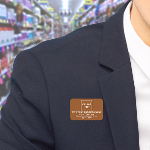 Business Brand Brown Rectangle Name Tag